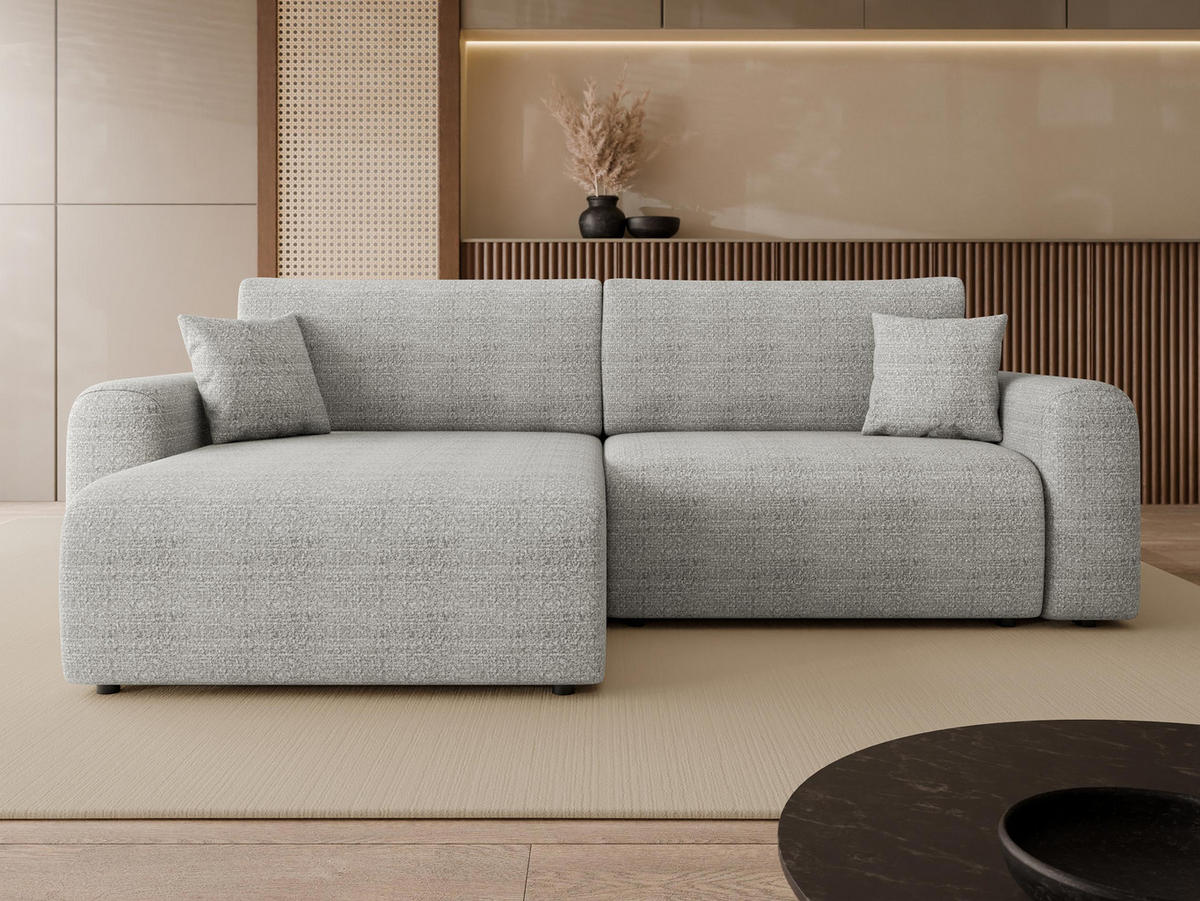 ECKSOFA Floryn L - Hellgrau/Schwarz, Holz/Kunststoff (245/145cm) - MIRJAN24