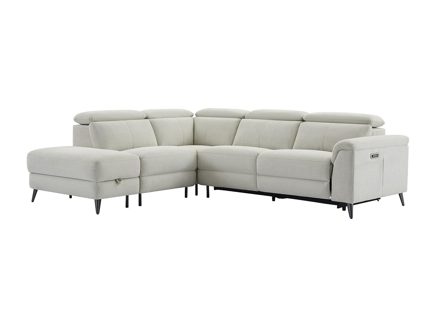 ECKSOFA Relaxsofa elektrisch - Stoff - Ecke Links - Beige - MAKORO - Beige, Textil (274/228cm) - Vente-Unique