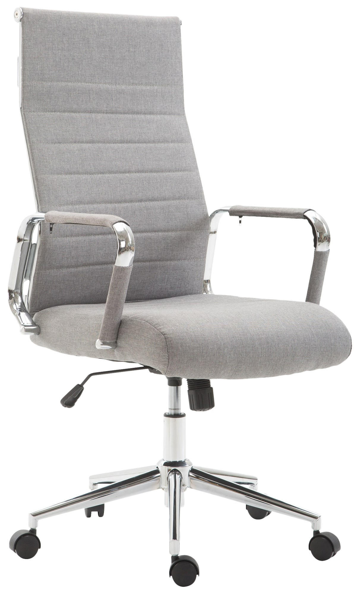DREHSTUHL Stoff grau - Chromfarben/Grau, Textil/Metall (58/105/66cm) - CLP