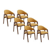STUHL mit Armlehnen 6er-Set - Strukturstoff & Kautschukholz - Gelb & Dunkel-Natur - SOLUNA - Gelb, Textil (53.5/82/56cm) - Vente-Unique