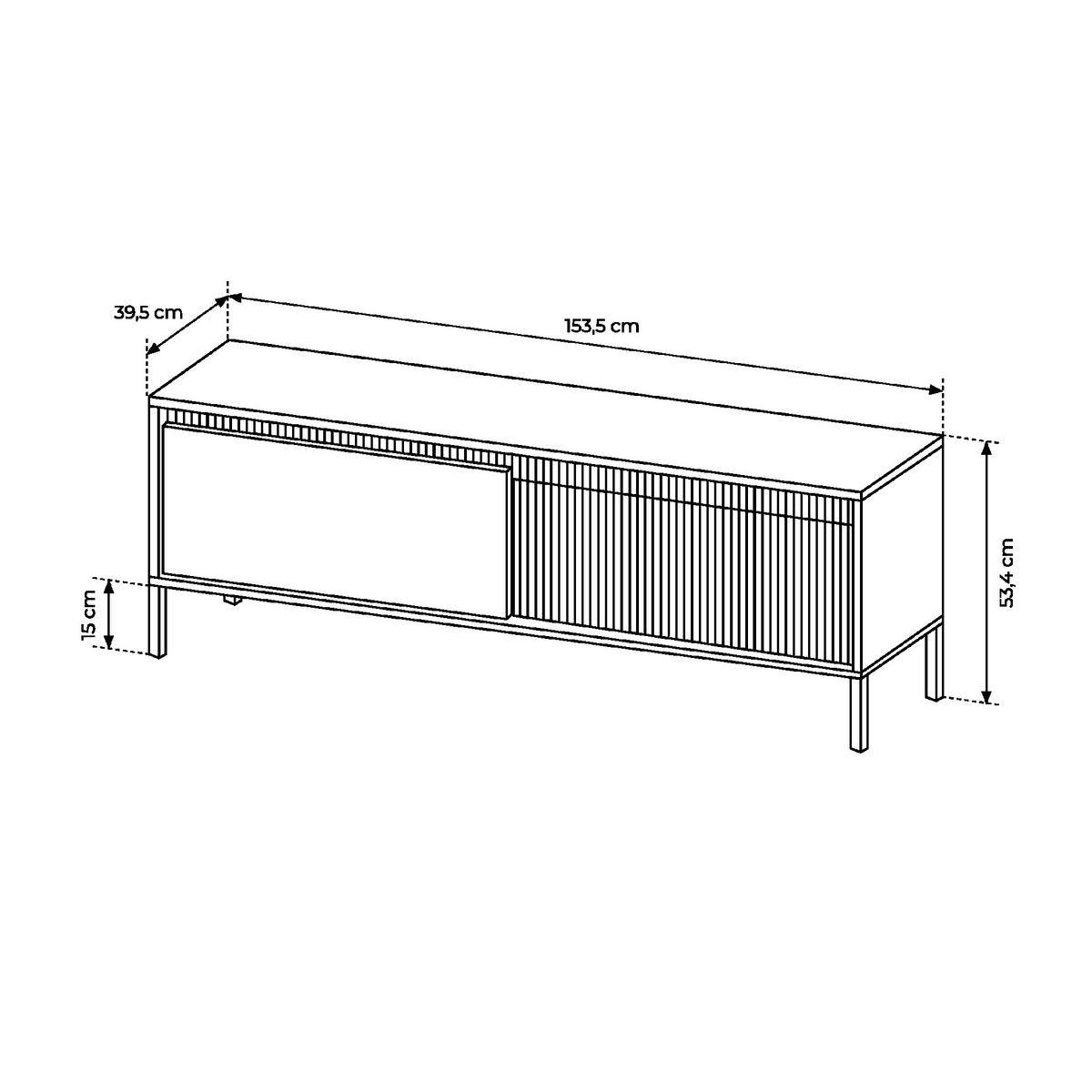 TV-ELEMENT SELBU RTV1 Reliefierte Fronten aus MDF-Platte Beige Beige - Beige, Glas/Holzwerkstoff (154/54/40cm) - Komodee