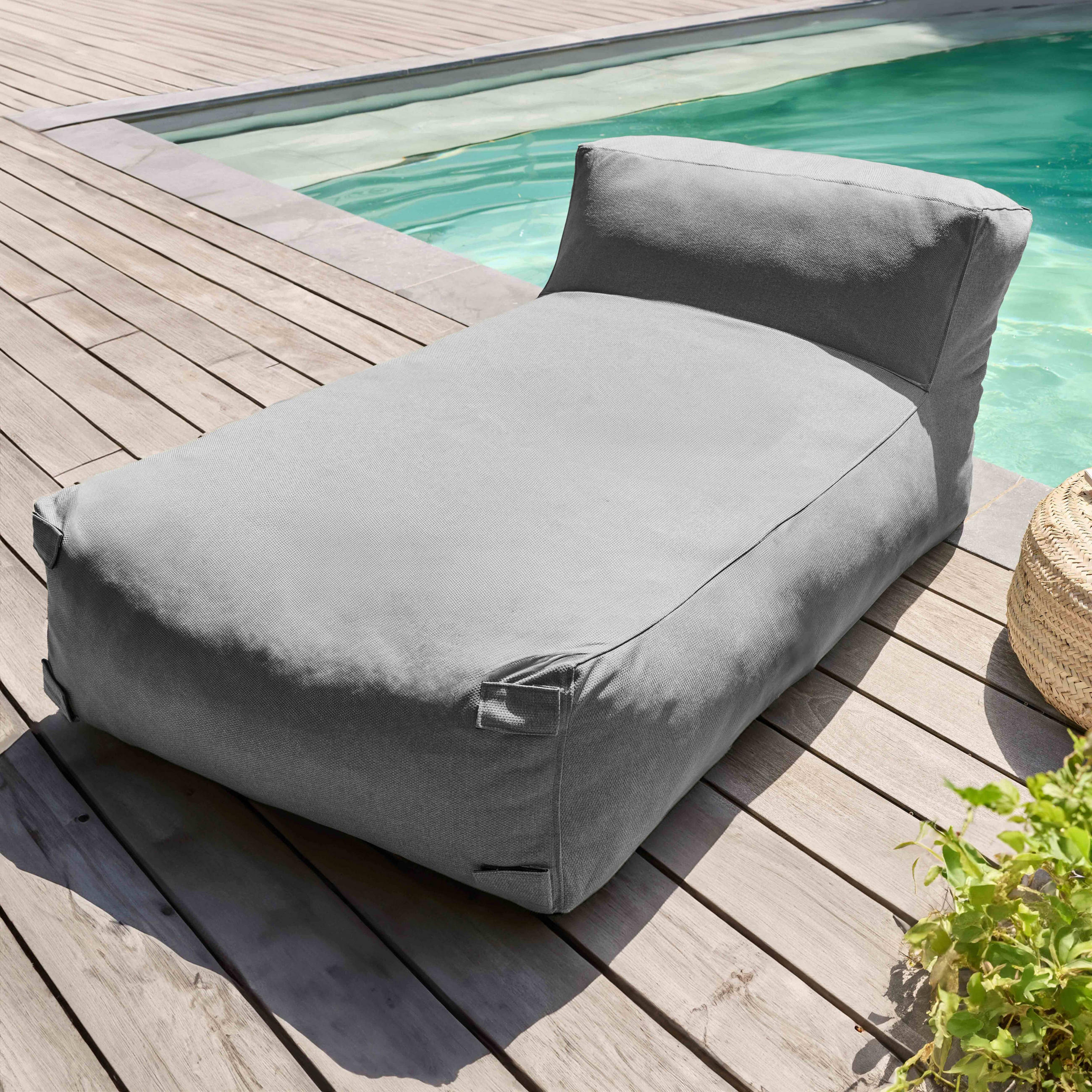 CHAISELONGUE, Grau - Grau, Textil (85/65/160cm) - Oviala