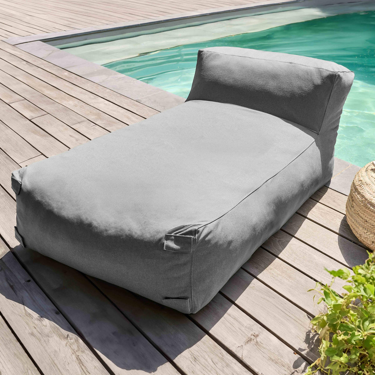 GARTENSOFA mit 5 Sitzplätzen, Grau - Grau, Textil - Oviala