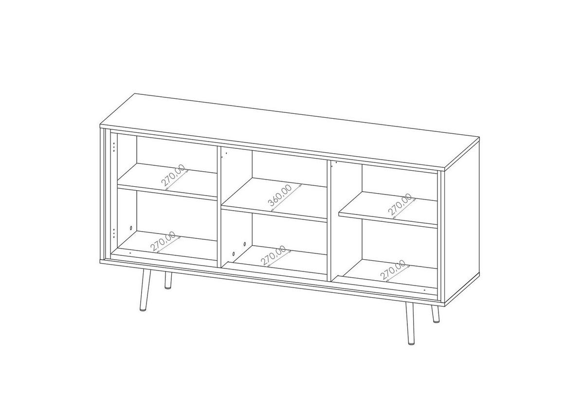 KOMMODE Torina Kaschmir, Türkommode mit Goldbeine - Kaschmir/Goldfarben, Holzwerkstoff/Metall (150/80/40cm) - Bettso