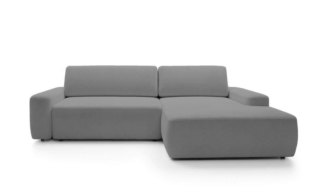 ECKSOFA BOULI 4-Sitzer Polstersofa Raven mit Schlaffunktion 130x210 cm Bettzeugablage 264x162x82 cm rechte, Farbe: Grau​ - Grau, Holz/Textil (264/162cm) - DomoHome