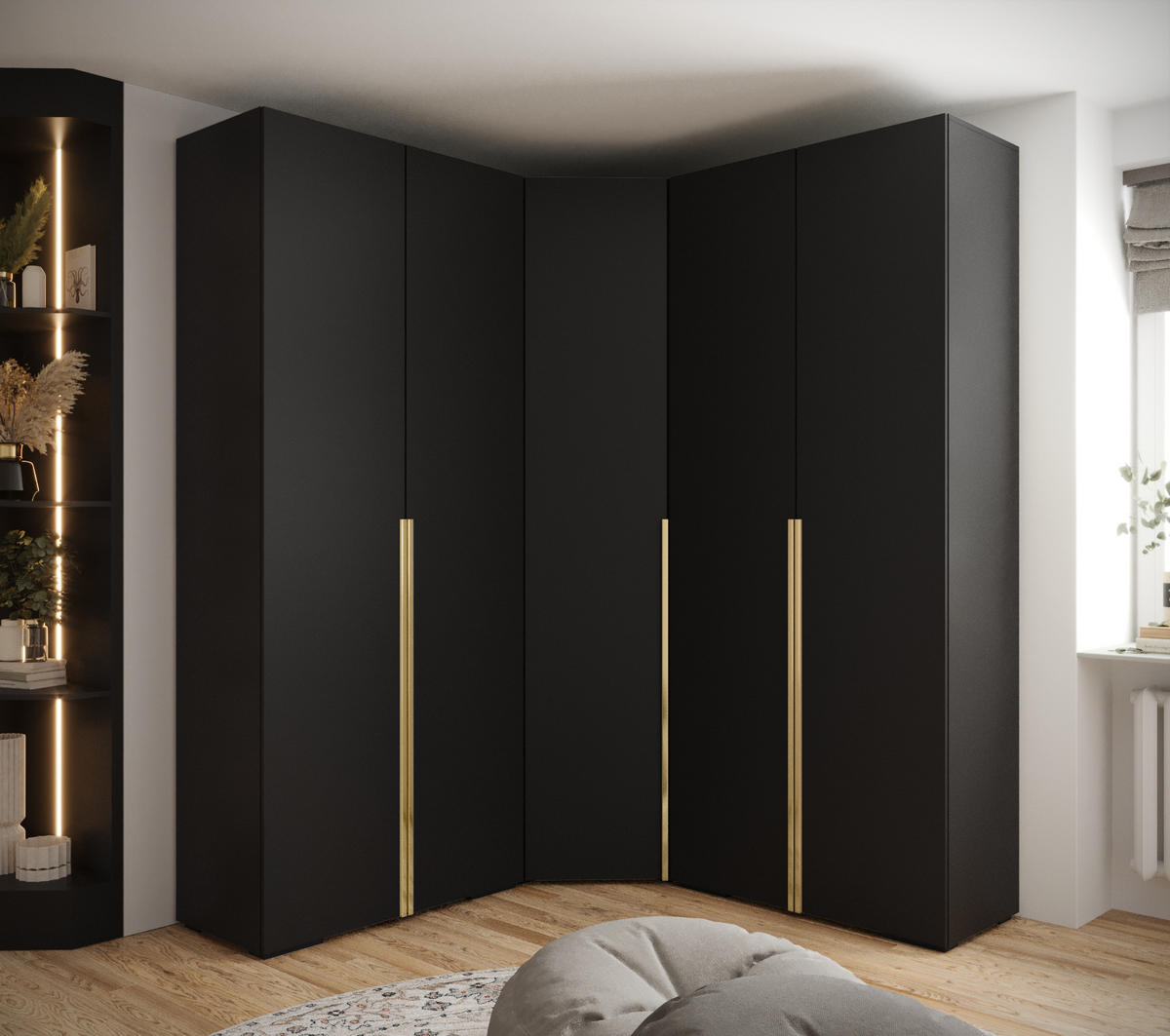 GARDEROBEN-SET 236,7/181,7/47 - Goldfarben/Schwarz, Holz/Kunststoff (181.7/236.7/47cm) - Abiks Möbel