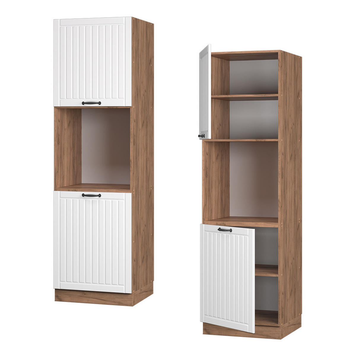 HERDUMBAUSCHRANK Fame-Line Weiß Landhaus 60 cm offen - Honigeiche/Weiß, Holzwerkstoff (60/206.8/58cm) - Vicco