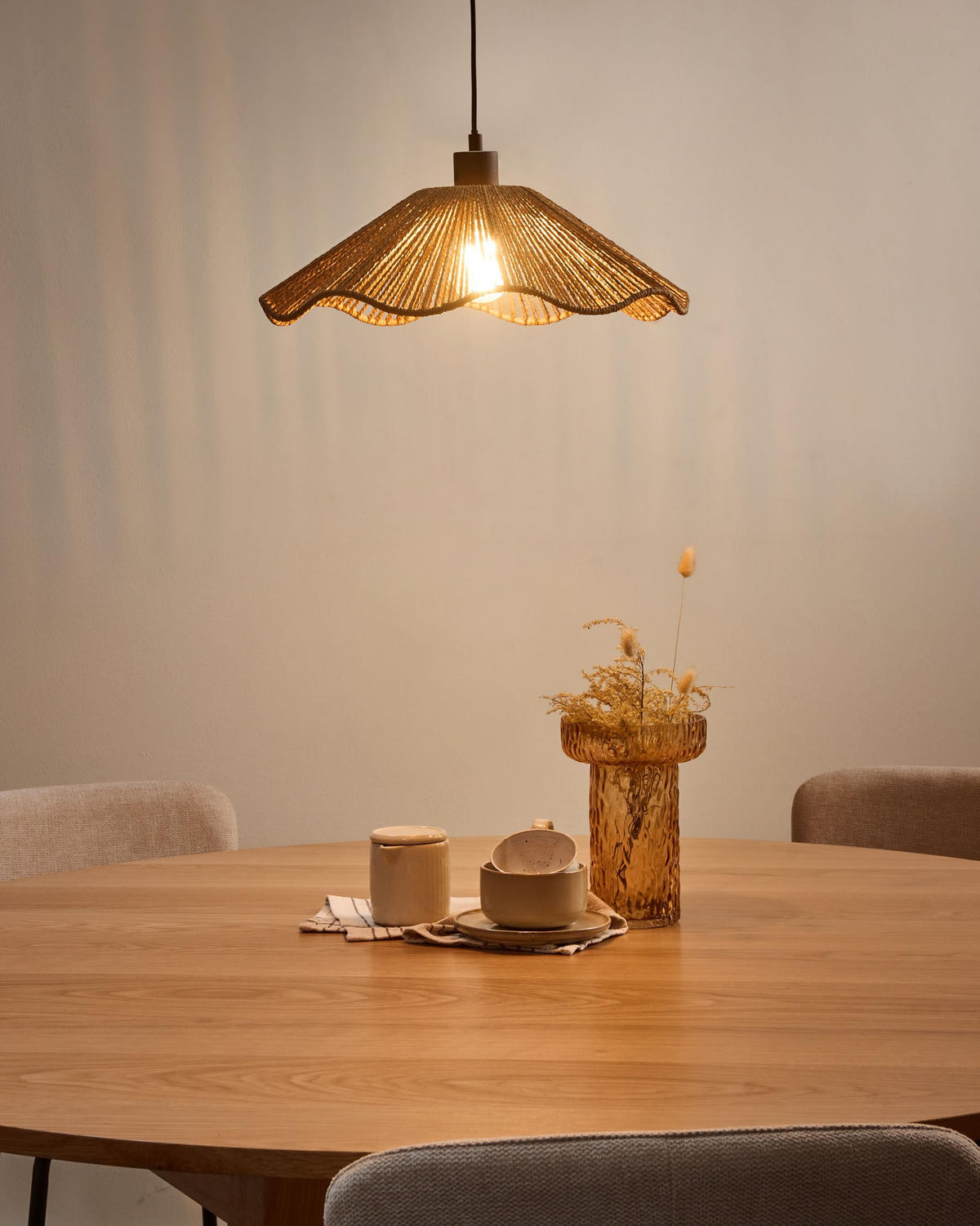 HÄNGELEUCHTE Naturfarben Migori - Schwarz/Naturfarben, Papier (40/40/120cm) - Beliani