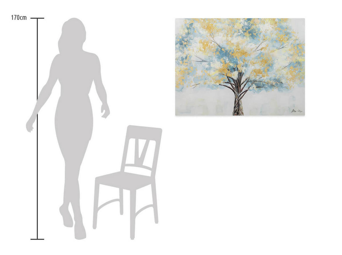 ACRYLBILD HANDGEMALT 100/75 cm - Türkis/Goldfarben, Holz/Textil (100/75cm) - KUNSTLOFT