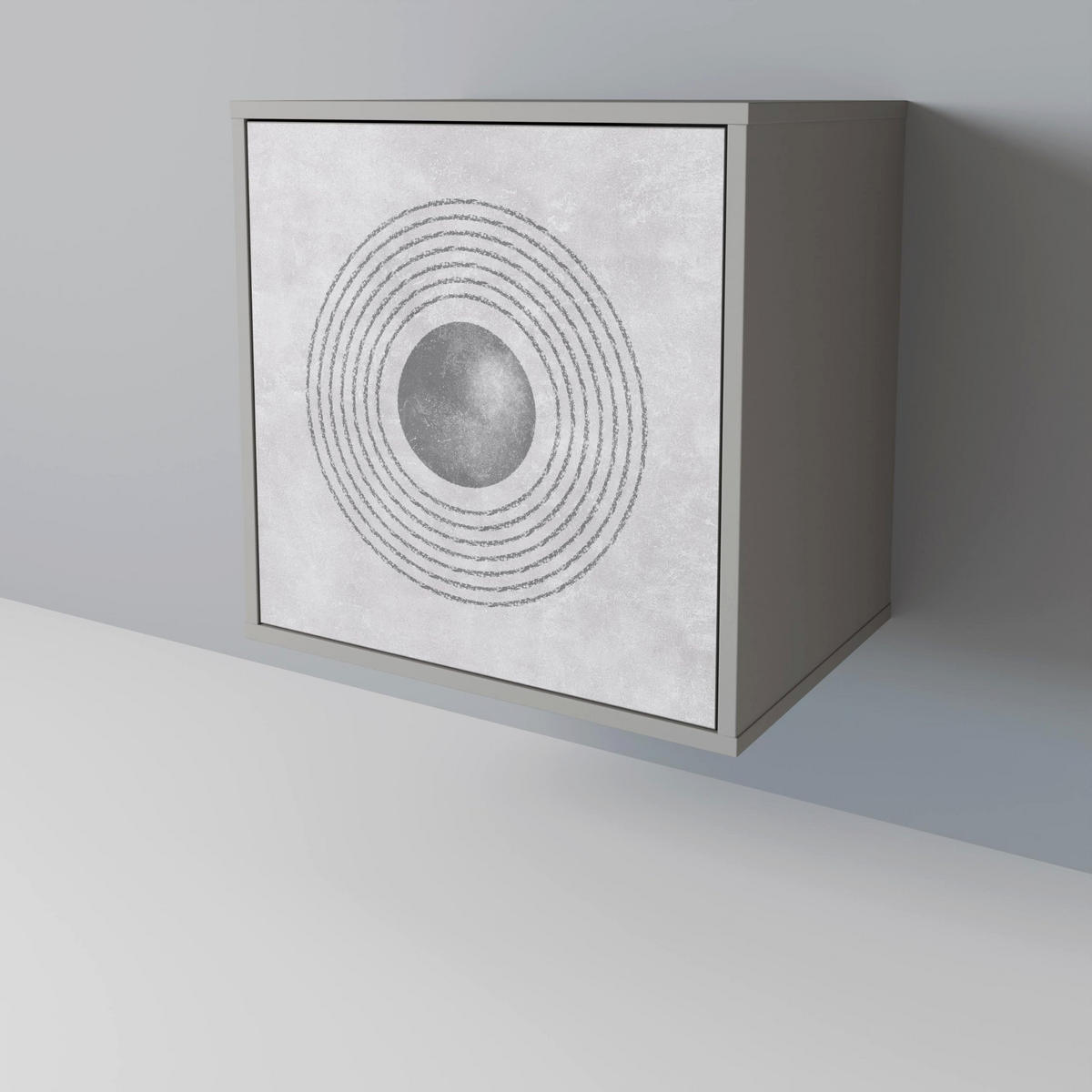 SIDEBOARD SOLID CIRCLES, Grau, 57,5x42x70,5 cm, Schwarze Metall-Sternfüße - Multicolor/Schwarz, Holzwerkstoff/Metall (57.5/70.5/42cm) - SpaceRebels