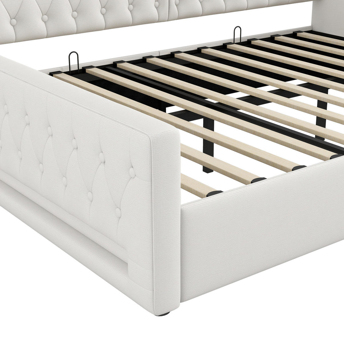 POLSTERBETT 140/200 cm Beige aus MDF mit LED und Stauraum - Beige, Holzwerkstoff (140/200cm) - OKMYHOME