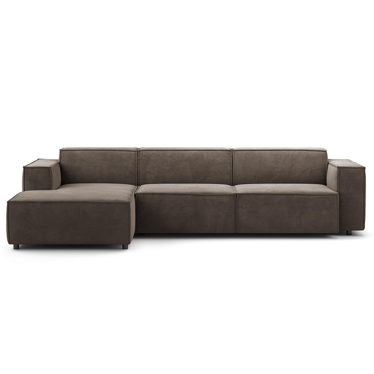 ECKSOFA mit Longchair - Taupe/Schwarz, Kunststoff/Textil (294/177cm) - home24