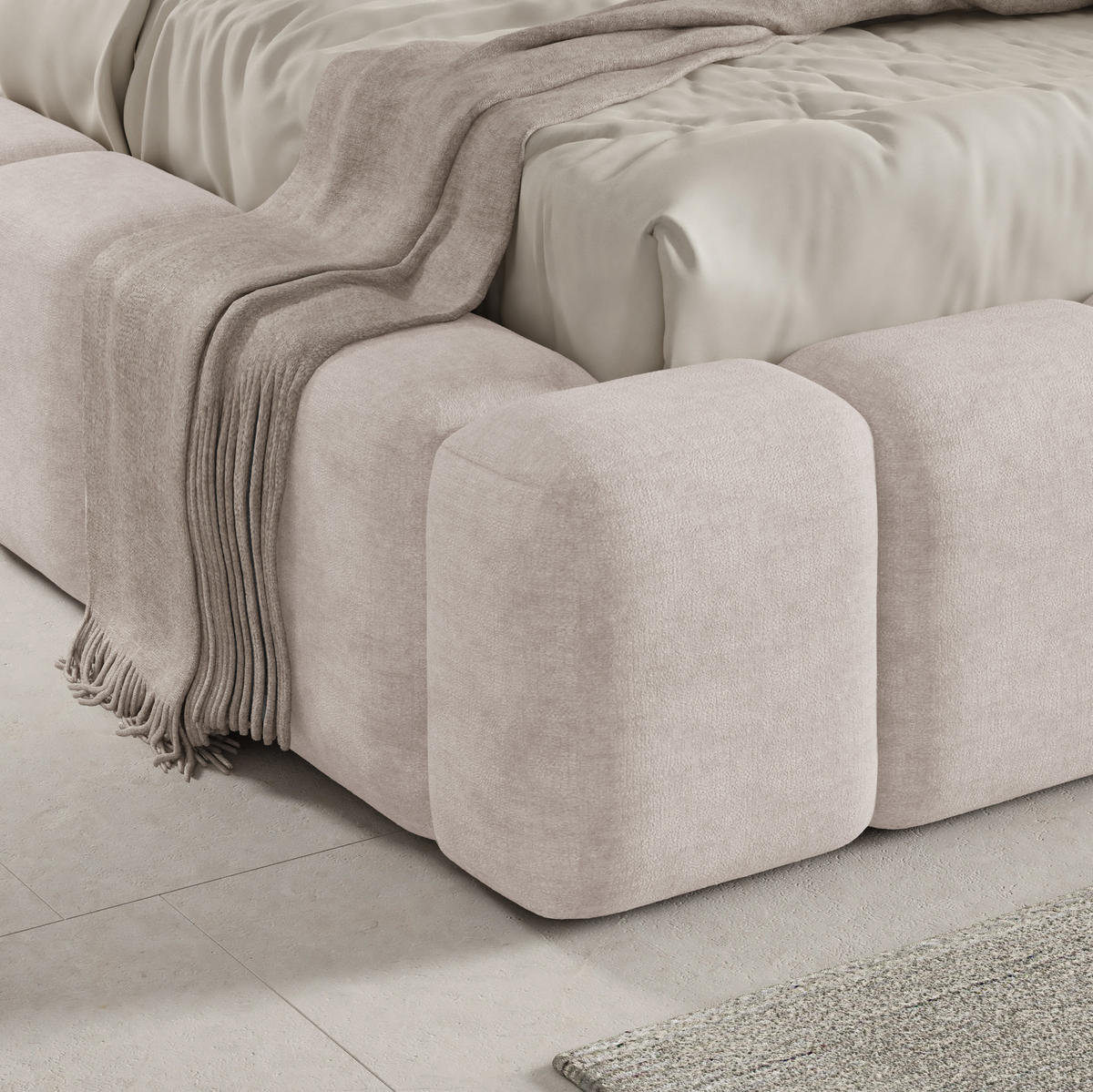 POLSTERBETT NUBO PREMIUM 160x200 cm mit Bettkasten – Stoff QUELLE 83 - Grau, Holz (160/200cm) - Dekori_Interiors