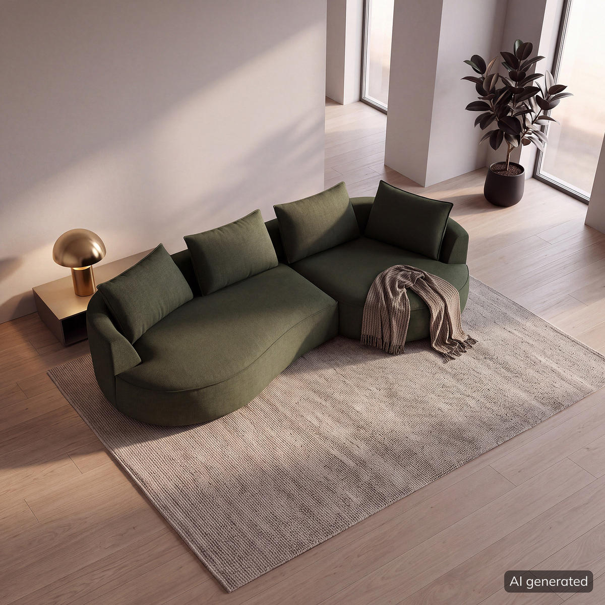 BIGSOFA - Schwarz/Grün, Kunststoff/Textil (322/82/154cm) - home24