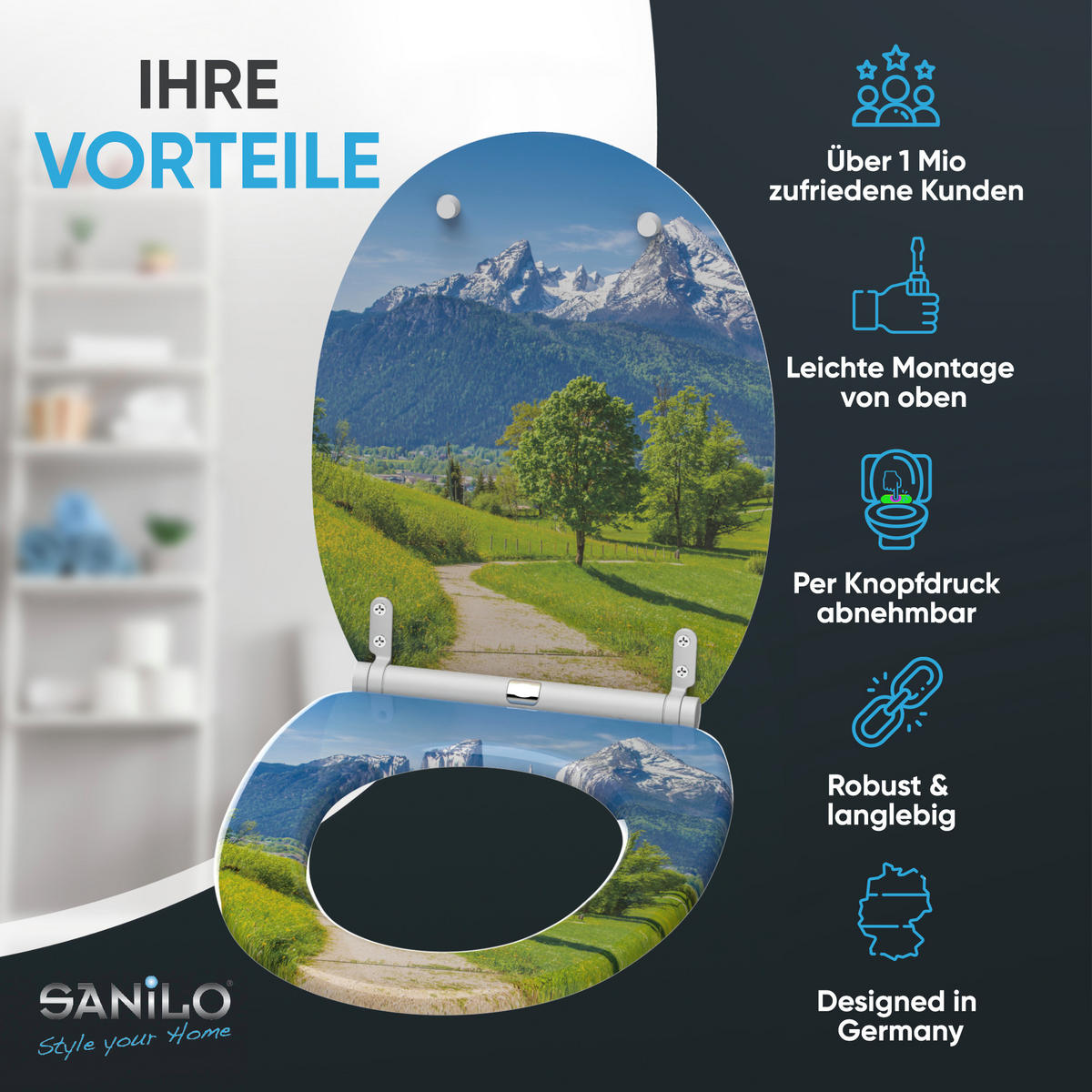 WC-SITZ mit Absenkautomatik Alpen - Grün, Holzwerkstoff (37.7/5.5/48cm) - Sanilo