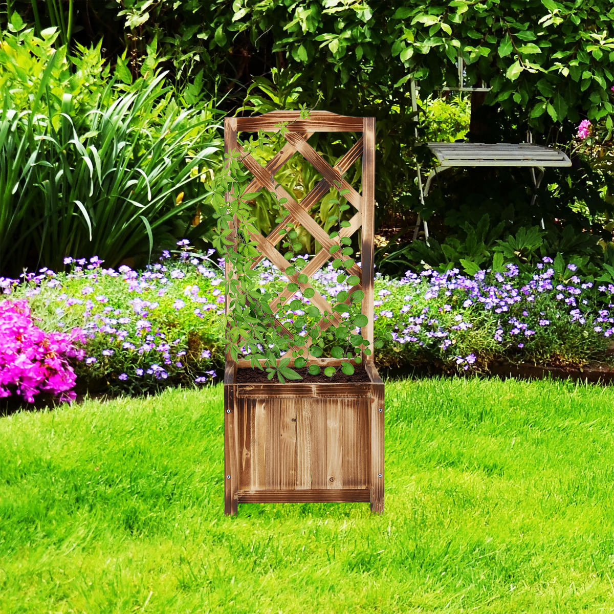 RANKKASTEN - Hellbraun, Holz (36/90/36cm) - Relaxdays