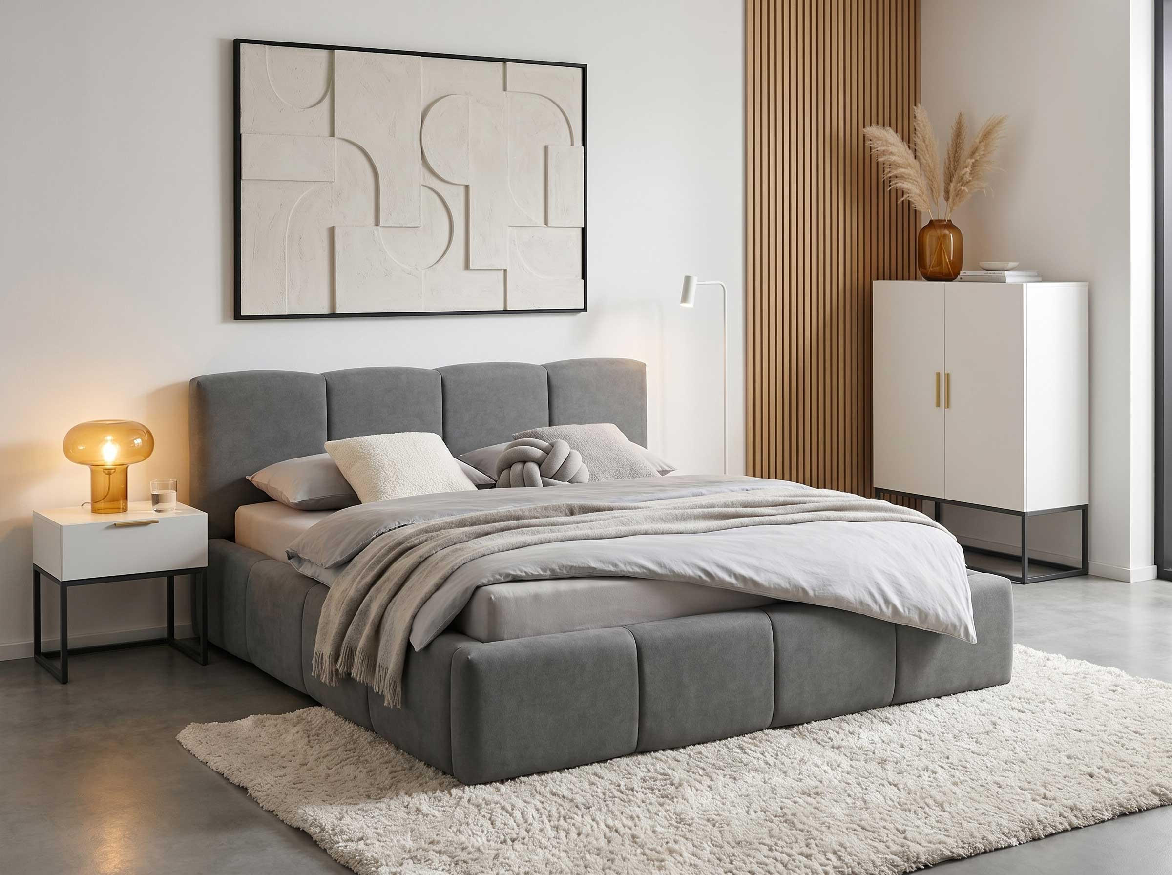 POLSTERBETT Amore Anthrazit 160/200 cm Samt mit Bettkasten - Anthrazit, Textil/Metall (160/200cm) - wonello