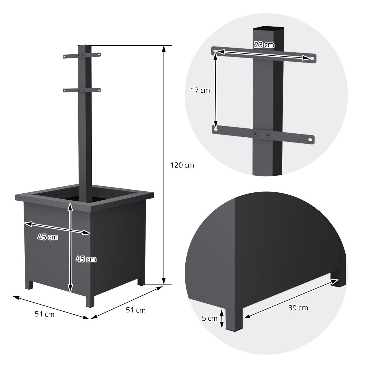 BRIEFKASTEN Anthrazit-Holzoptik mit bepflanzbarem Ständer - Anthrazit, Metall (120cm) - ML-DESIGN