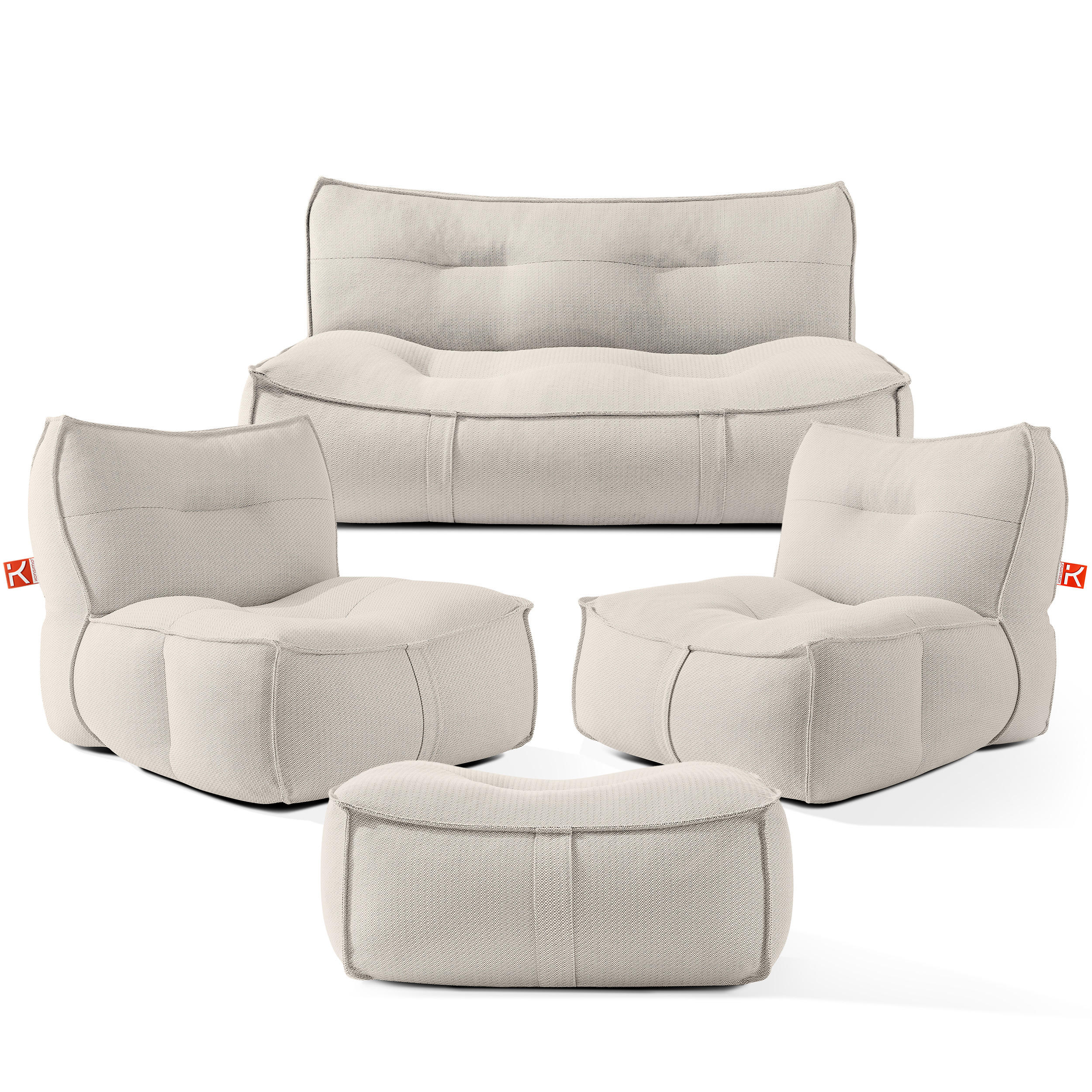 GARTENLOUNGE-SET LOVIA, Möbel-Set, Dunkelbeige/Weiß - Beige, Textil - KONSIMO®