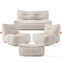 GARTENLOUNGE-SET LOVIA, Möbel-Set, Dunkelbeige/Weiß - Beige, Textil - KONSIMO®
