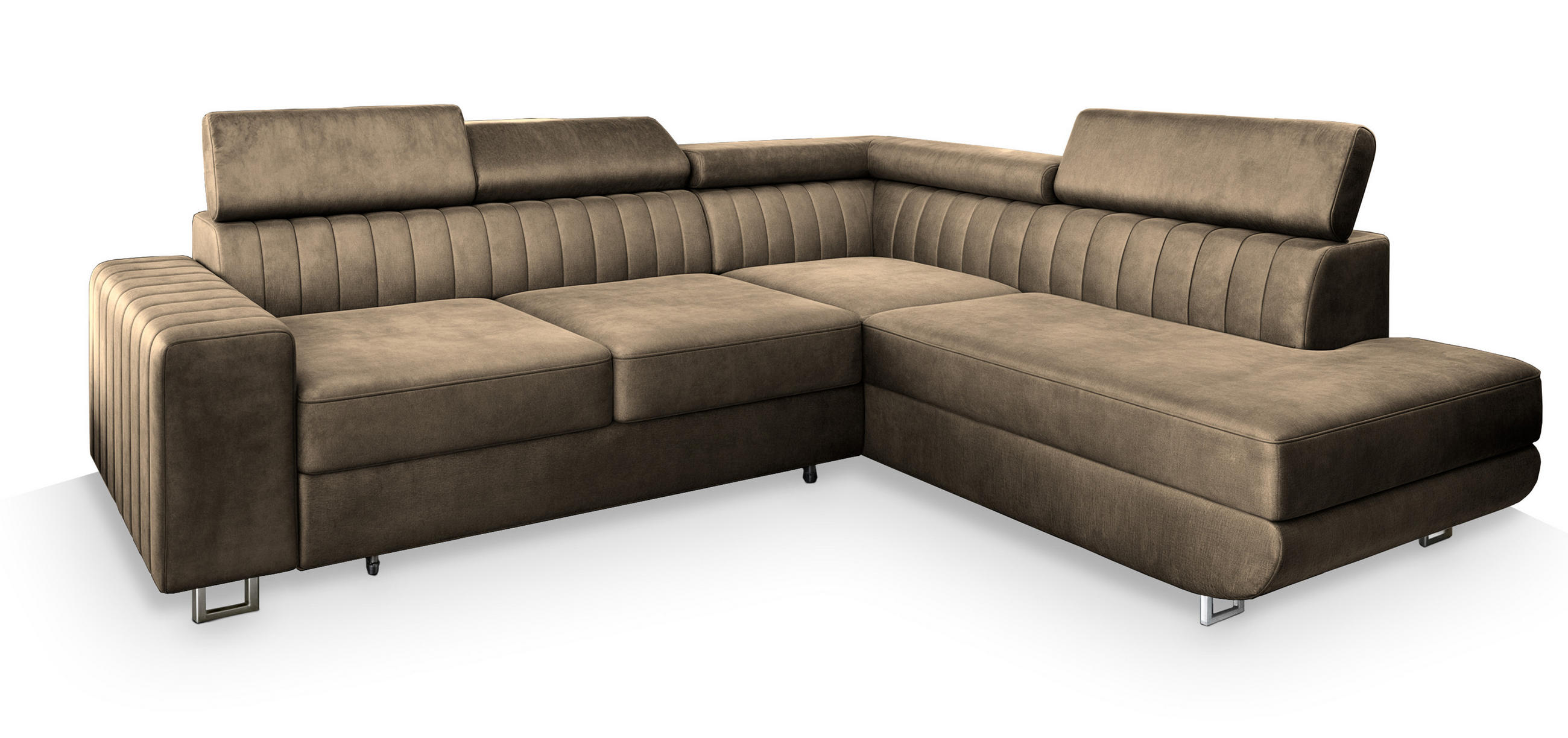 ROHOVÁ SEDAČKA NOLA béžová - stříbrná/béžová, kov/dřevo (253/190cm) - MASSENO