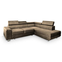 ROHOVÁ SEDAČKA NOLA béžová - stříbrná/béžová, kov/dřevo (253/190cm) - MASSENO