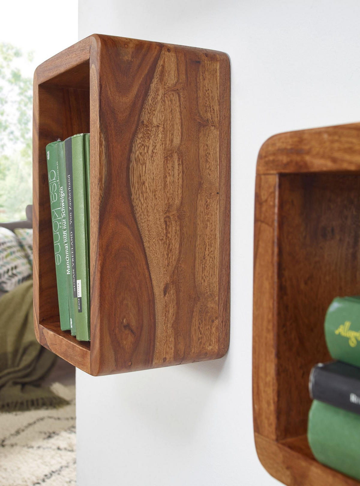 WANDREGAL Set TEKO CUBES Massivholz Abgerundete Ecken, Braun 80x15x20 cm - Braun, Holz (80/20/15cm) - KADIMA DESIGN