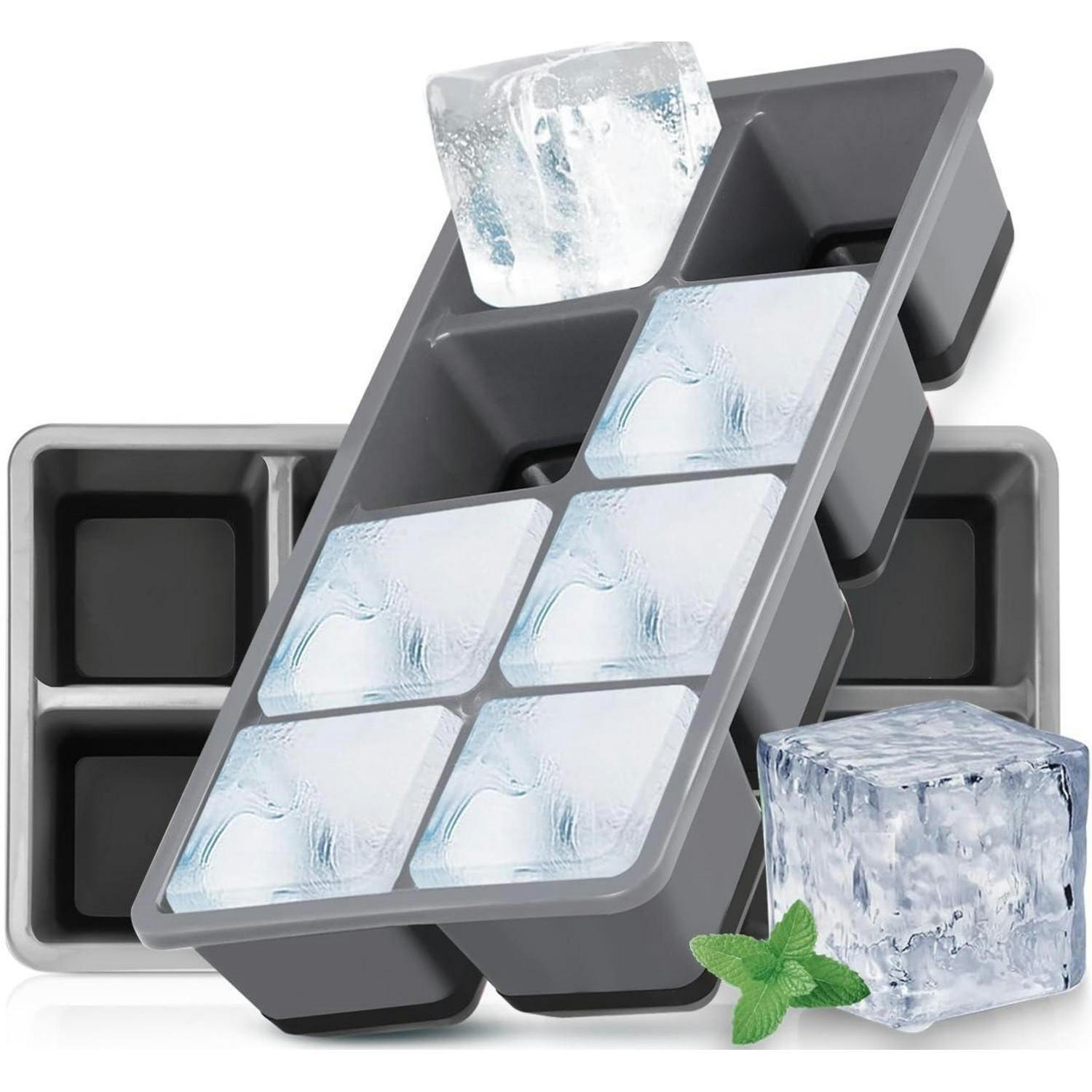 EISWÜRFELFORM 2-teiliges Set Silikon Eckig - Grau, Kunststoff (10/6/16cm)