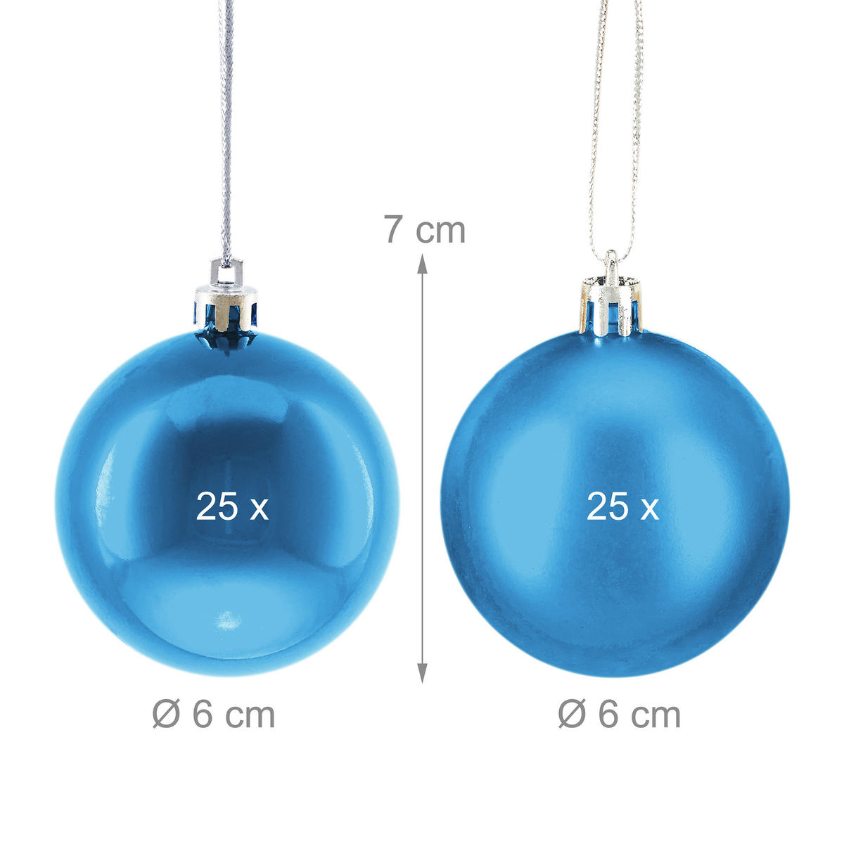 50XWEIHNACHTSKUGELN - Türkis, Kunststoff (6/7/6cm) - Relaxdays