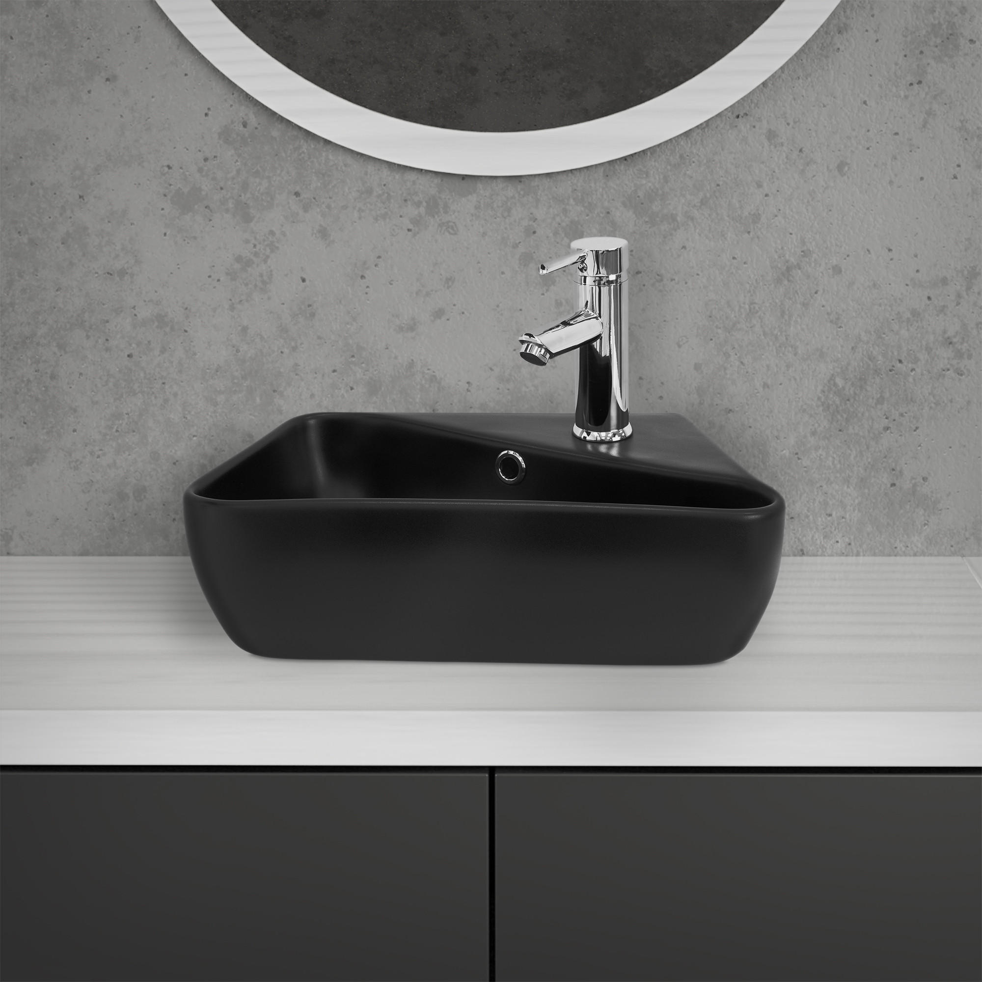 WASCHBECKEN - Schwarz, Keramik (27/13/45cm) - ML-DESIGN