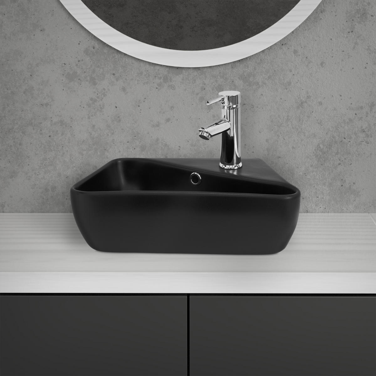 WASCHBECKEN - Schwarz, Keramik (27/13/45cm) - ML-DESIGN
