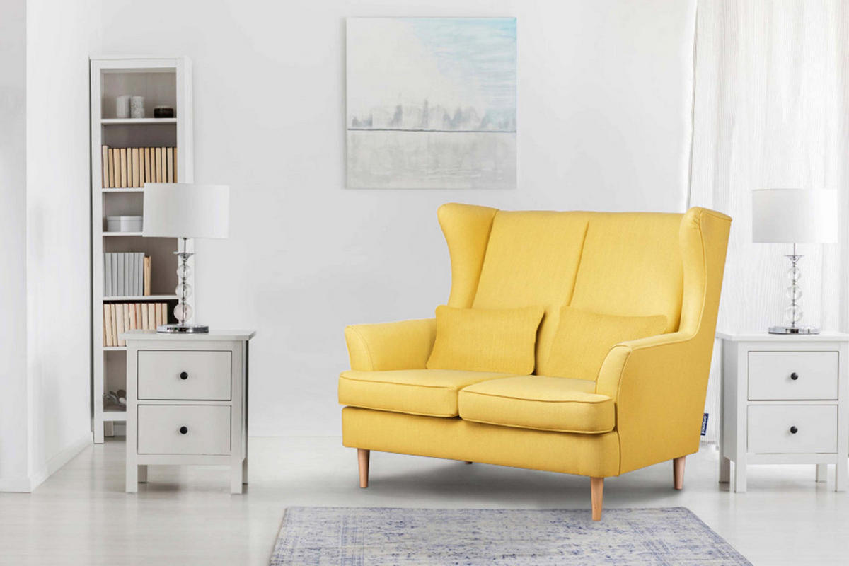 DOPPELSESSEL STRALIS Klassische Stil, Gelb - Gelb, Textil (136/106/96cm) - KONSIMO®