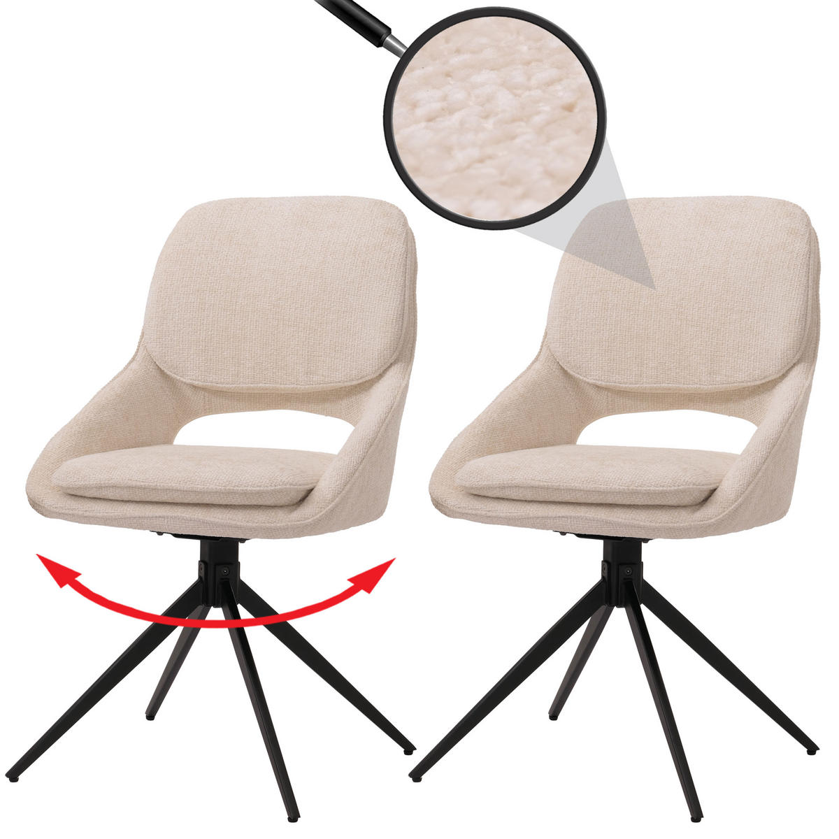 ESSZIMMERSTUHL Beige 2er-Set - Beige, Textil (55/87/55cm) - MCW