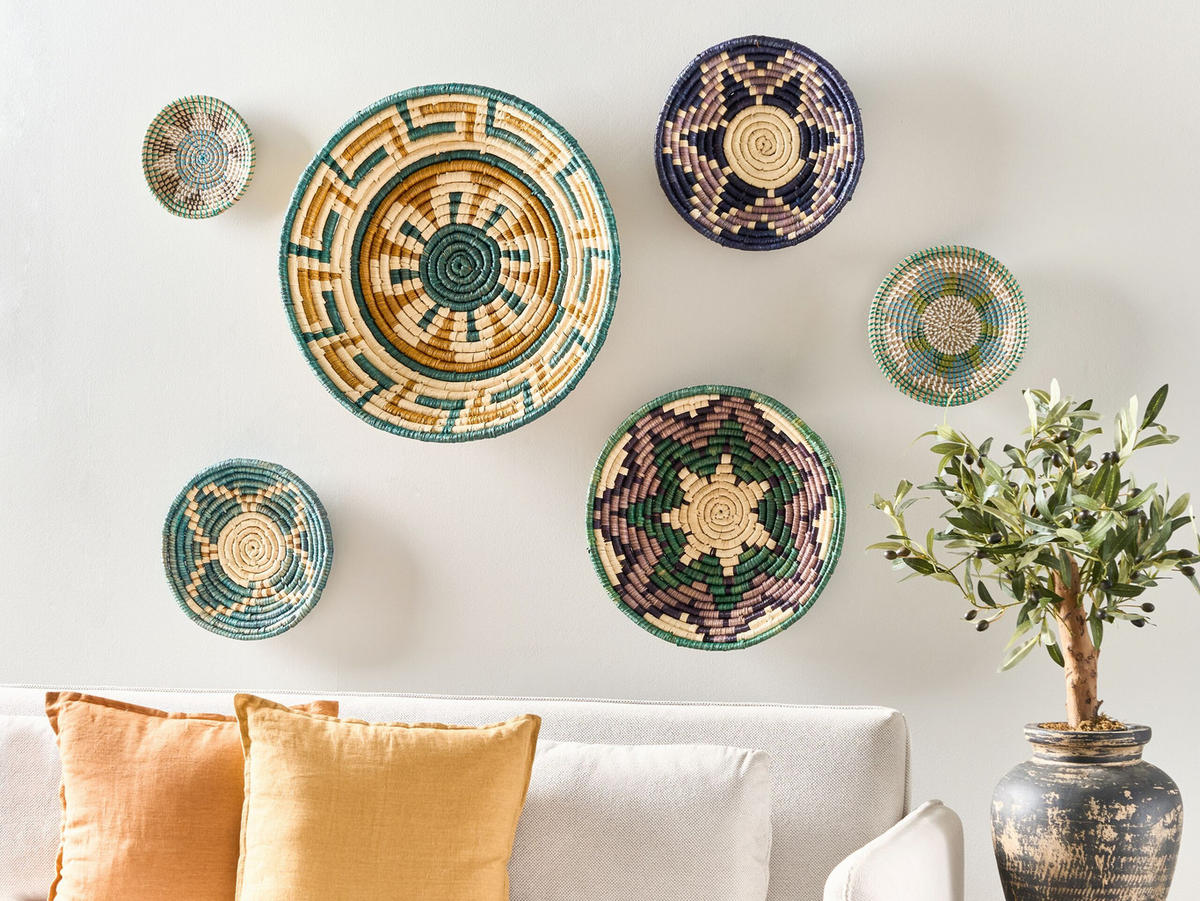 WANDDEKORATION Seegras bunt Namdinh - Multicolor, Naturmaterialen (56/56/8cm) - Beliani