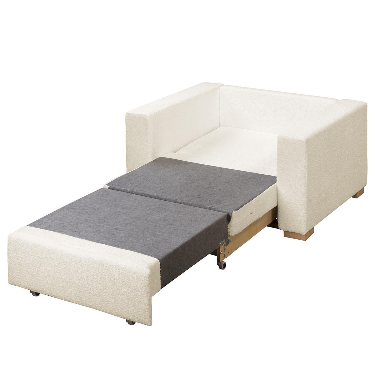 SCHLAFSESSEL - Buchefarben/Weiß, Buchenholz/Textil (110/90/90cm) - home24