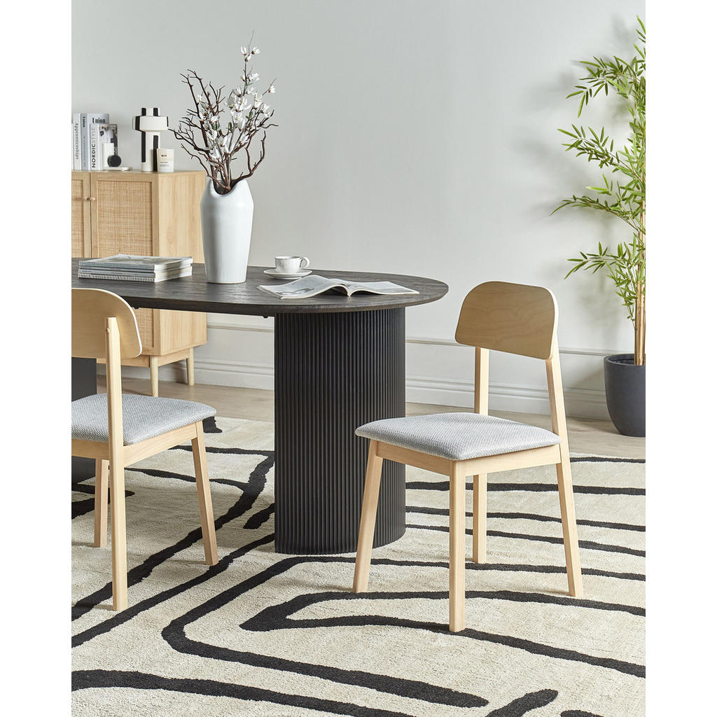 Thumbnail - Beliani Esszimmerstuhl, Braun, Beige, Hellgrau, Holz, 40x82x46 cm, Esszimmer, Stühle, Esszimmerstühle, Vierfußstühle