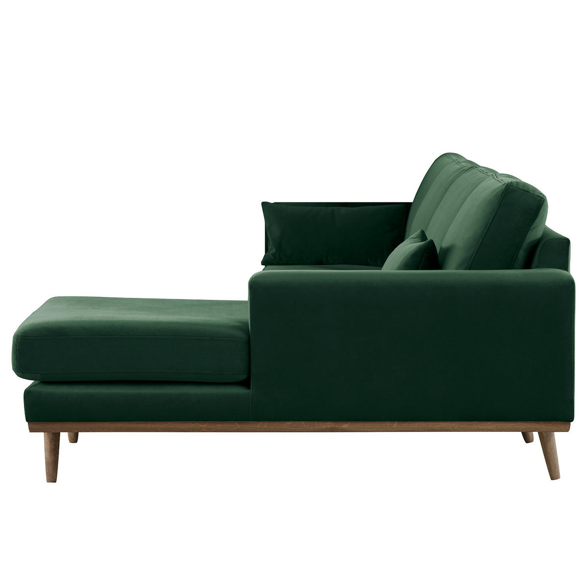 ECKSOFA mit Longchair - Eichefarben/Grün, Eichenholz/Textil (281/153cm) - home24