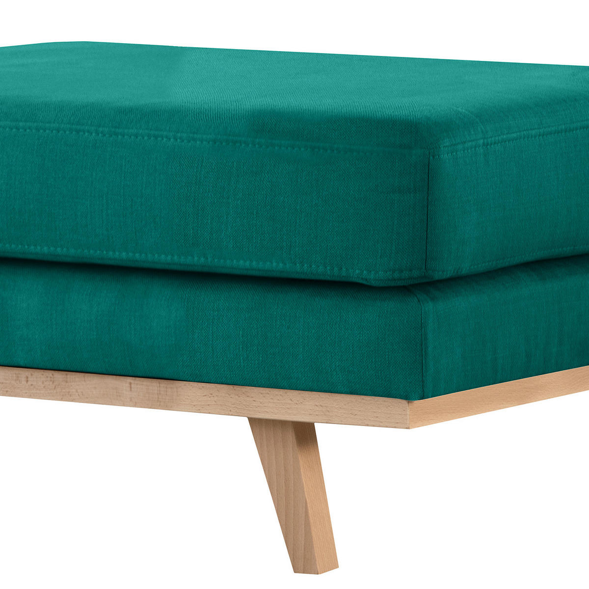 POLSTERHOCKER - Buchefarben/Petrol, Buchenholz/Textil (85/43/60cm) - home24