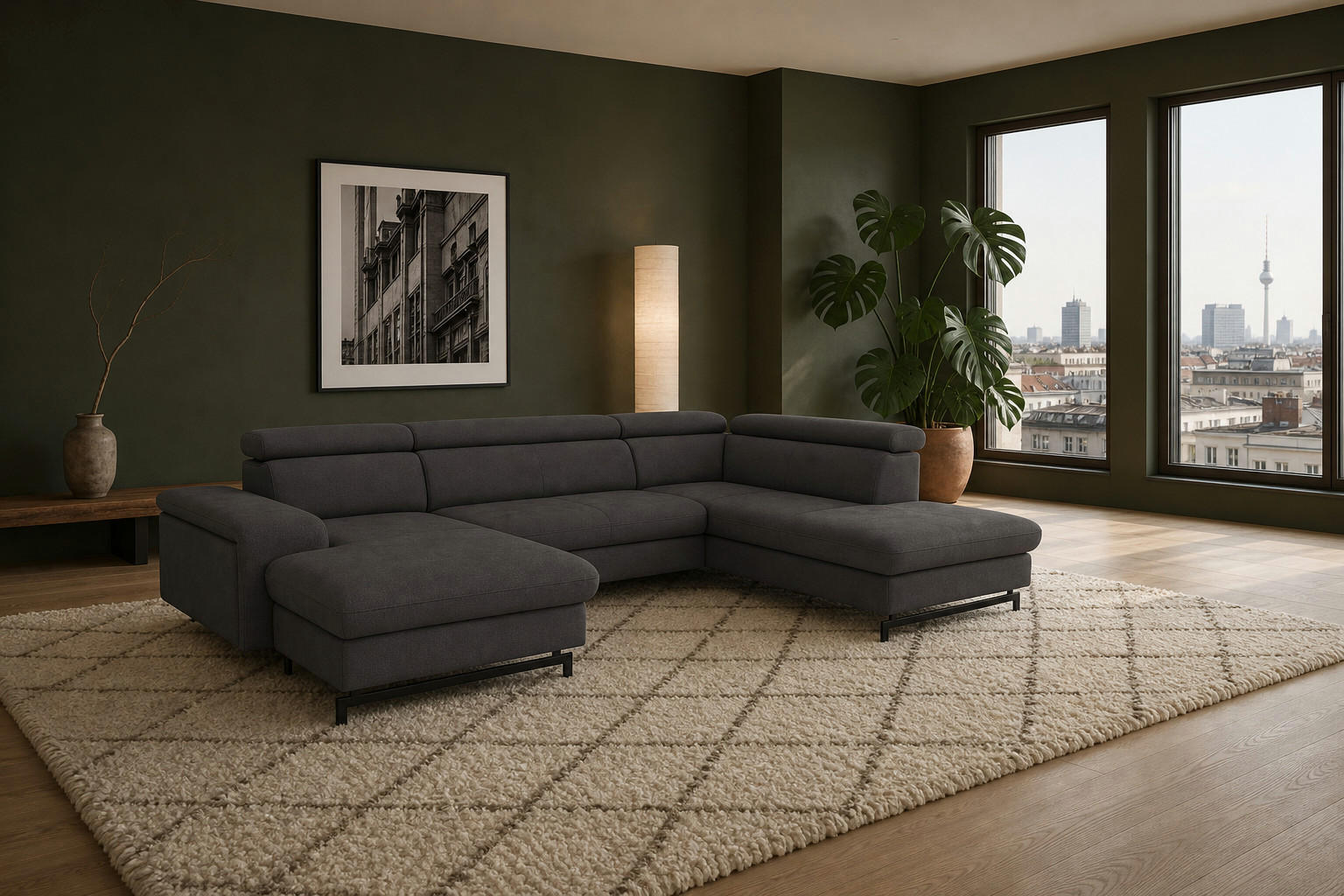 foamnova Wohnlandschaft Grau 328x81x215 cm