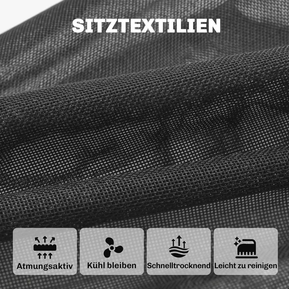 OUTDOOR-ESSGRUPPE 5er Set Stahl Netzstoff Hellgrau - Hellgrau/Schwarz, Textil/Metall - Outsunny