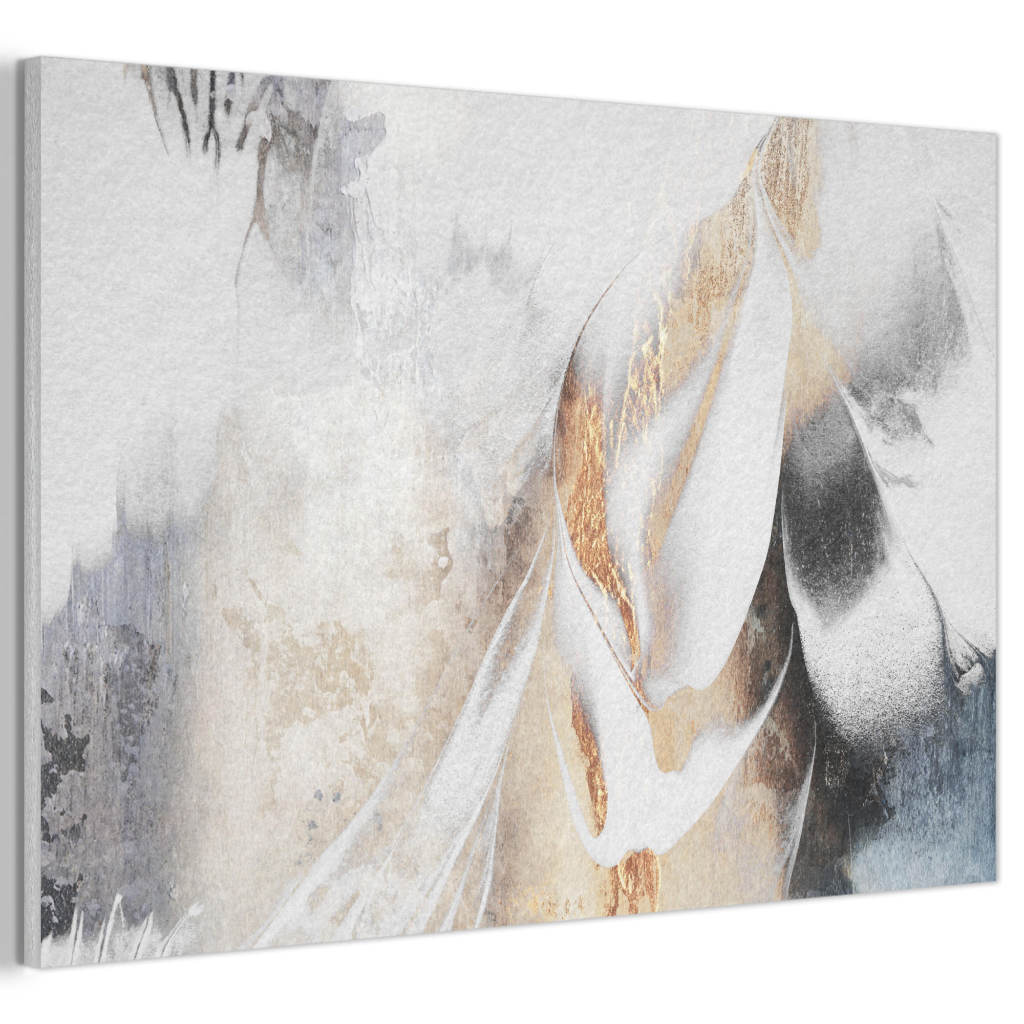 AKUSTIKBILD Luxus - Abstrakt - Gold - Weiß Akustikpaneele 90x60 cm - Goldfarben, Kunststoff (90/60/0.9cm) - MuchoWow
