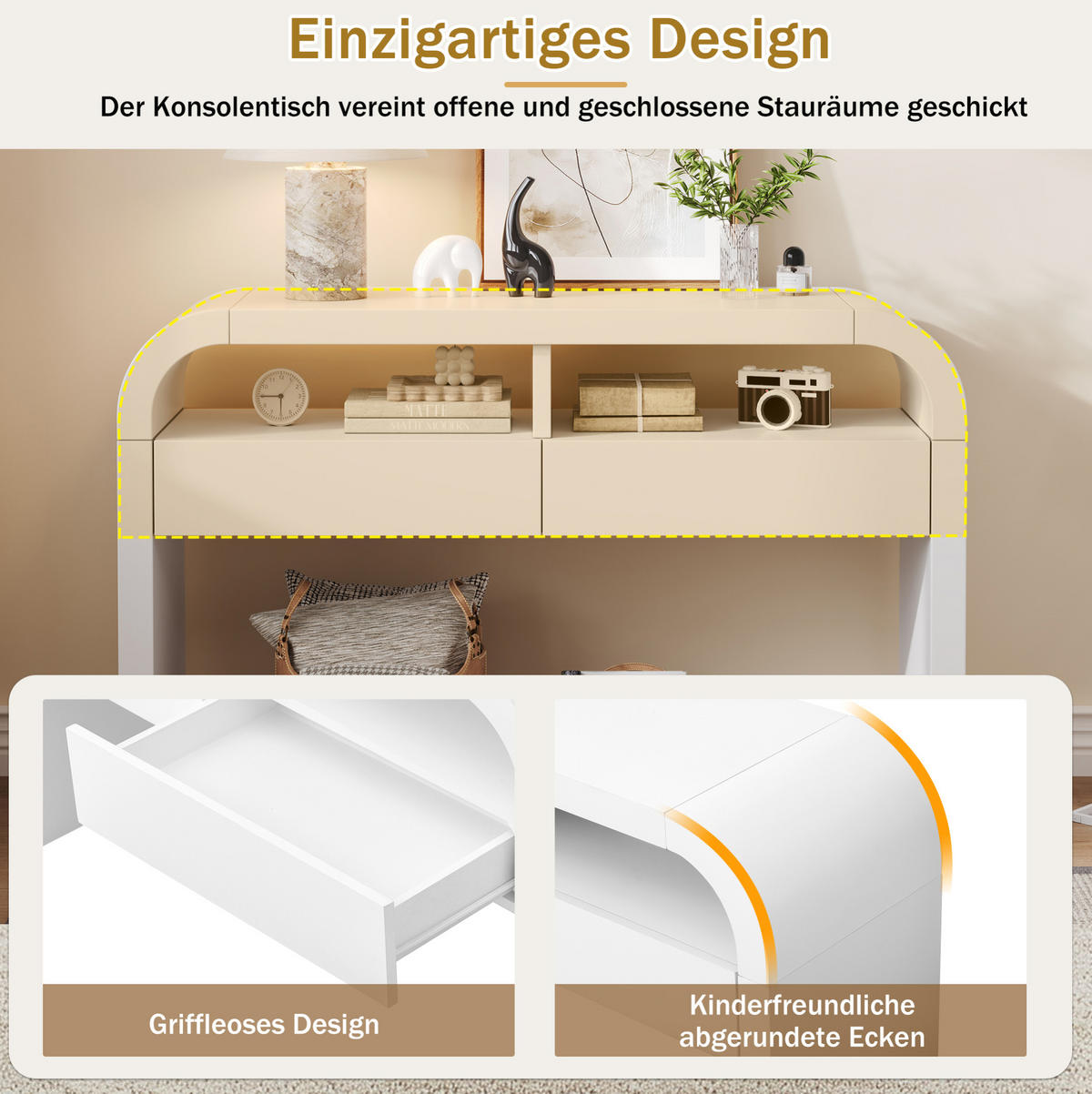 KONSOLENTISCH 120/35,5/76,5 cm weiß aus MDF mit 2 Schubladen - Weiß, Holzwerkstoff (120/35.5/76.5cm) - OKWISH