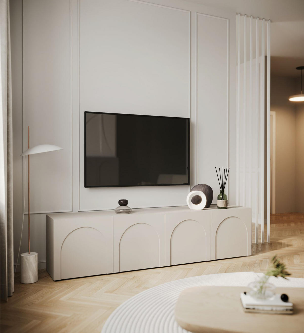 TV stolek Arkadia kašmírově šedý 200/49/35 cm - kašmírová, kompozitní dřevo (200/49/35cm) - Selsey