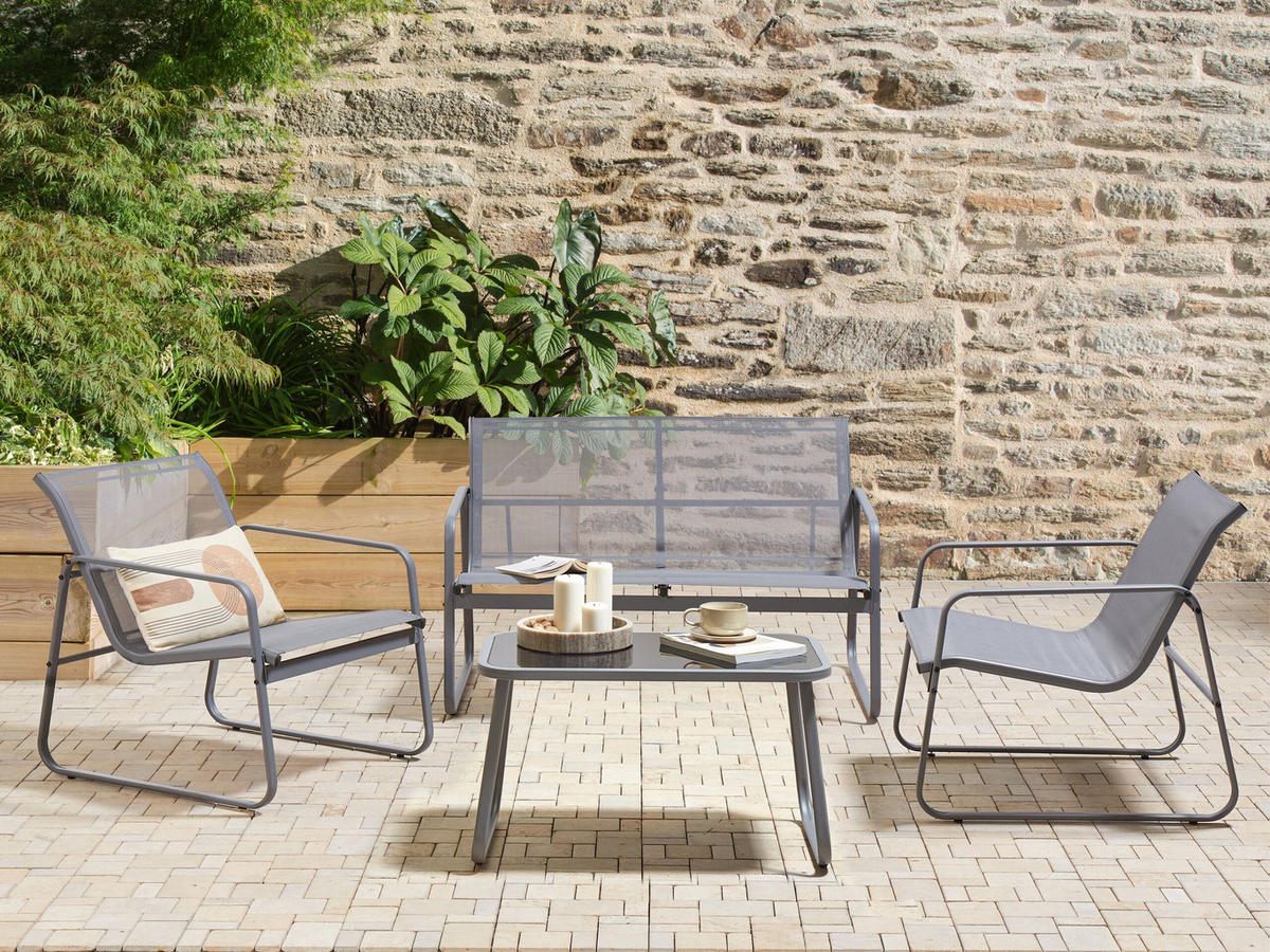 LOUNGE SET 4-Sitzer Metal grau Barrea - Grau, Metall - Beliani
