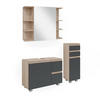 BADMÖBEL-SET J-Shape Sonoma 3 Teile, mit Midischrank - Anthrazit/Sonoma Eiche, Holzwerkstoff (80/60/33cm) - Vicco