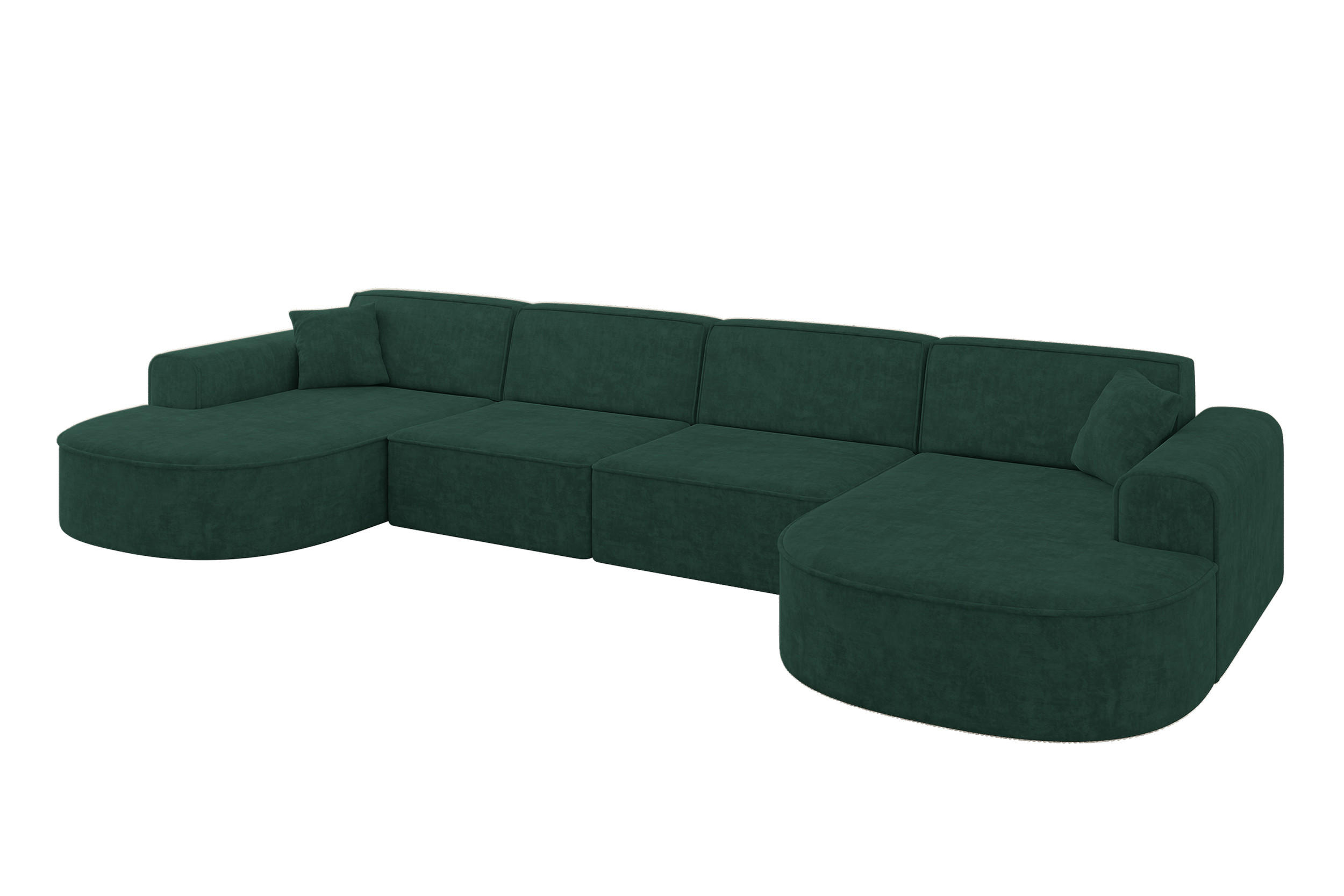 WOHNLANDSCHAFT MARI-U2 - 388x171x79 cm Grün Velours - Schwarz/Grün, Holzwerkstoff/Kunststoff (388/79/171cm) - ALTDECOR
