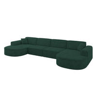 WOHNLANDSCHAFT MARI-U2 - 388x171x79 cm Grün Velours - Schwarz/Grün, Holzwerkstoff/Kunststoff (388/79/171cm) - ALTDECOR
