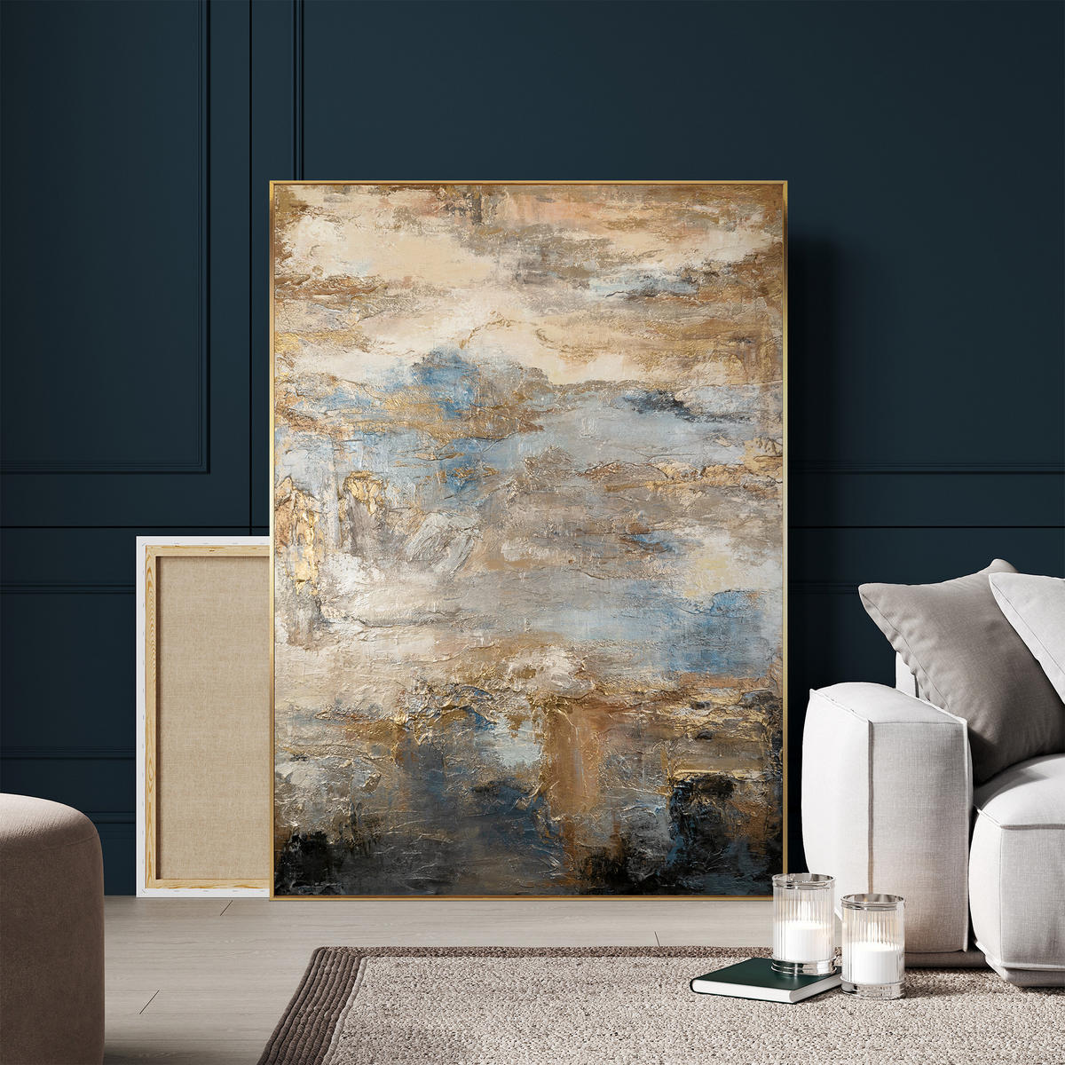 GEMÄLDE Glanz und Eleganz Schattenfugenrahmen Gold 140x100 cm - Goldfarben, Holz (140/100cm) - YS-art gallery