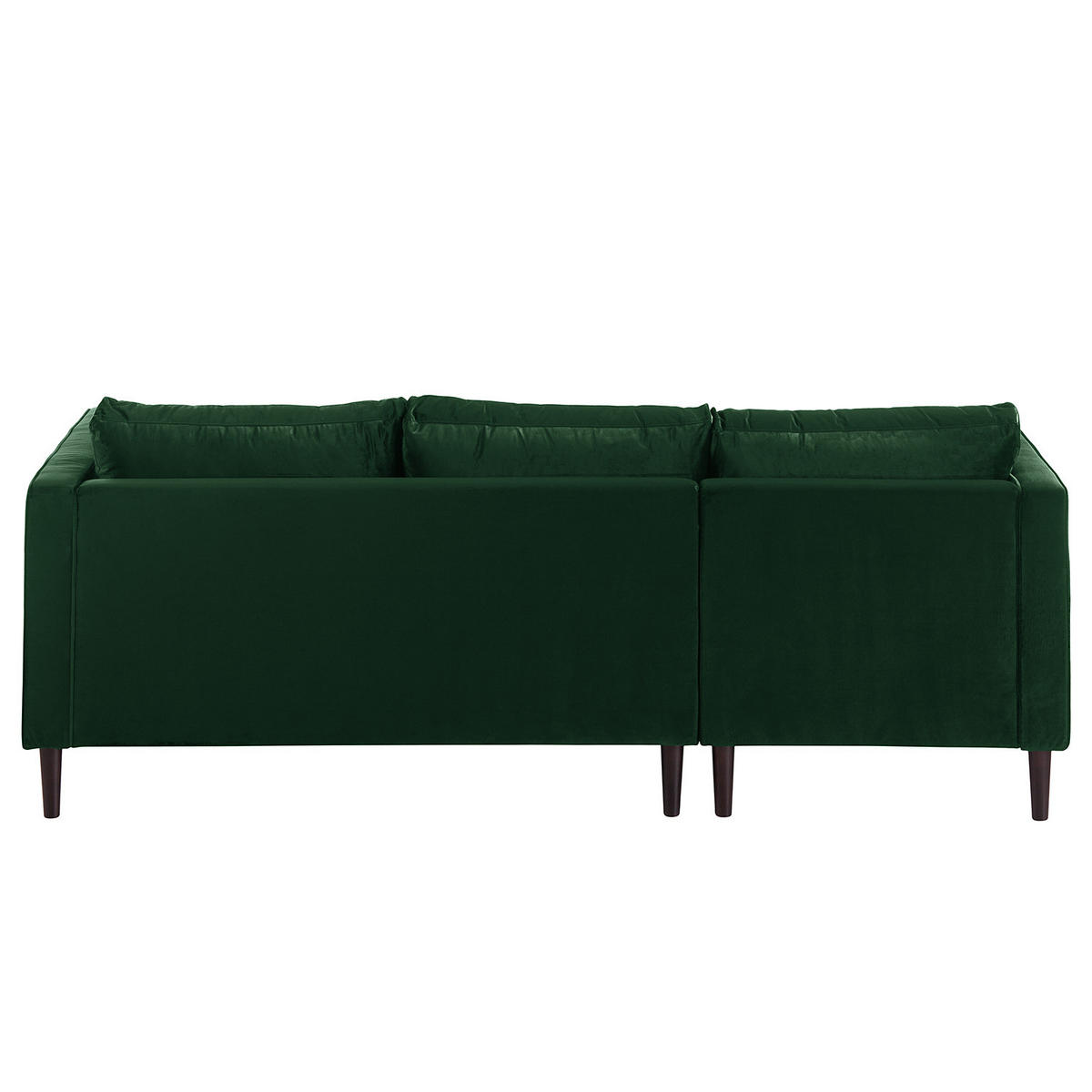ECKSOFA - Samt - Dunkelgrün/Dunkelbraun, Birkenholz/Textil (201/155cm) - home24