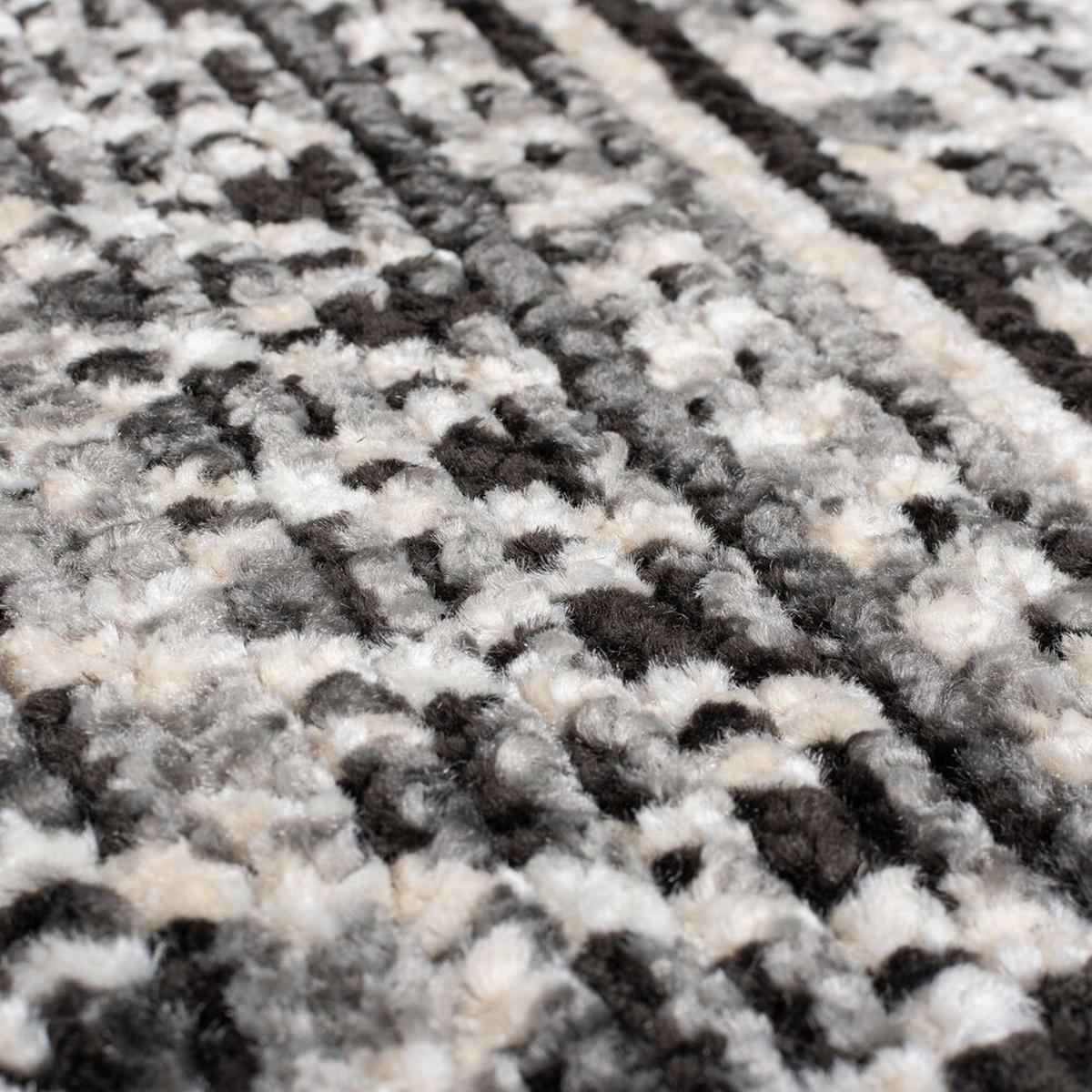 TEPPICH Streifen-Design, strapazierfähig PERRAN, Schwarz-Weiß 80x140 cm - Schwarz, Textil (80/140cm) - KADIMA DESIGN